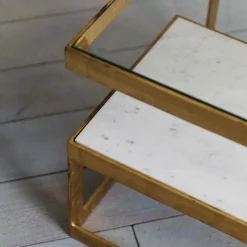 Graham & Green Coffee Tables|Side Tables<Estere Gold and Marble Side Table