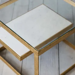 Graham & Green Coffee Tables|Side Tables<Estere Gold and Marble Side Table