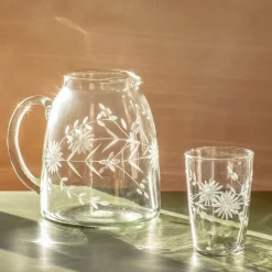 Graham & Green Outdoor Dining|Glassware<Etched Floral Glass Tumbler
