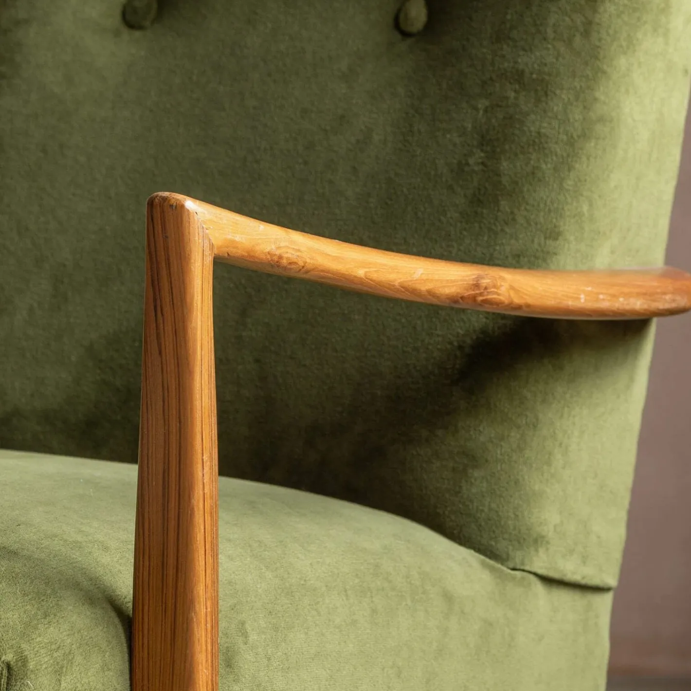 Graham & Green Armchairs<Fitzroy Olive Green Velvet Armchair