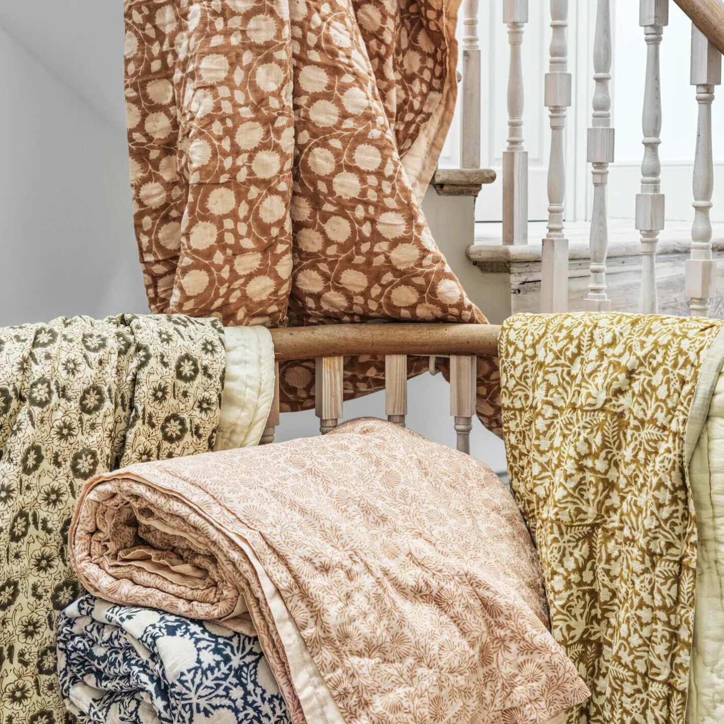 Graham & Green Quilts & Bedding<Floral Block Printed Quilts