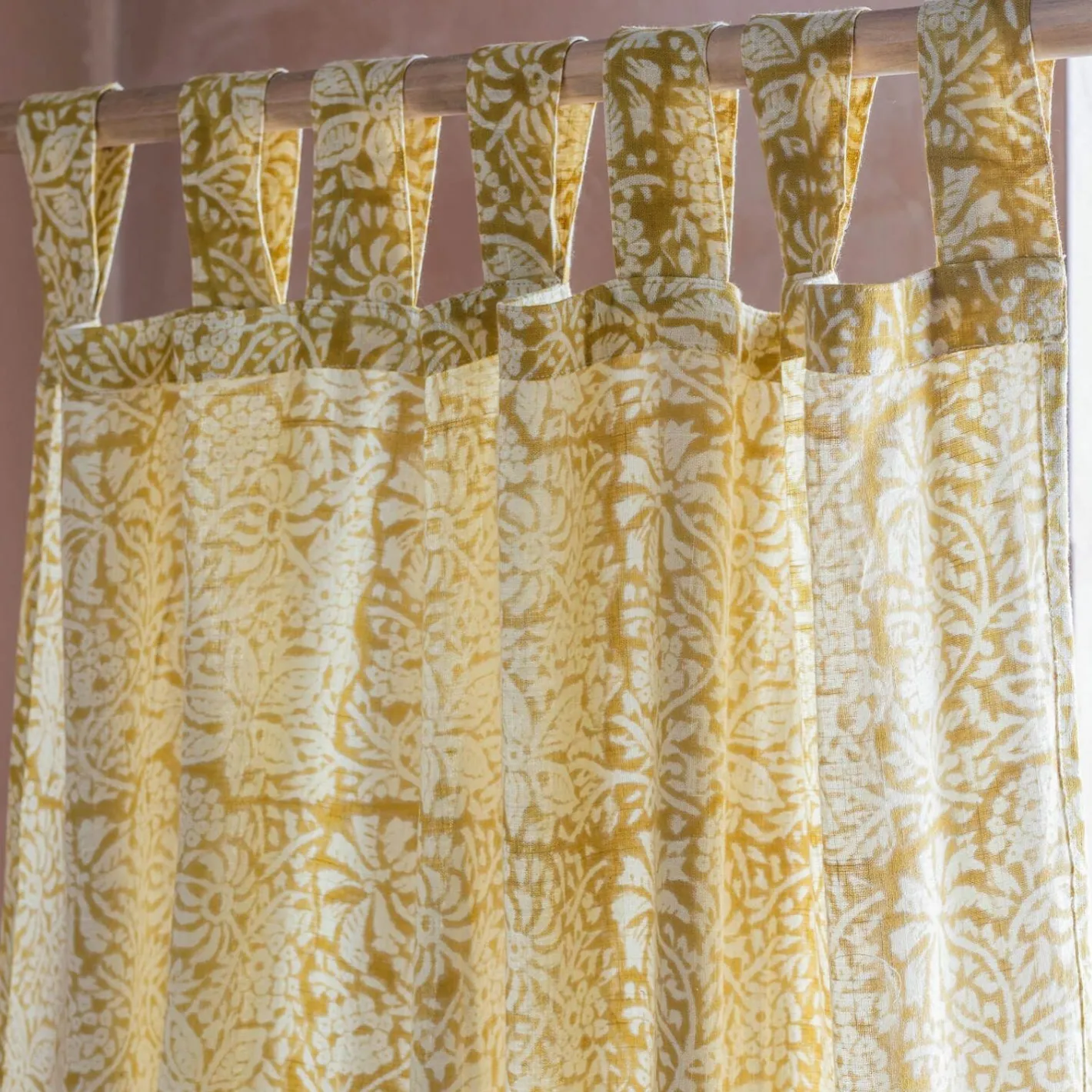 Graham & Green Curtains & Curtain Ties<Floral Block Printed Single Curtains
