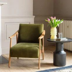 Graham & Green Armchairs<Gabe Olive Velvet Armchair