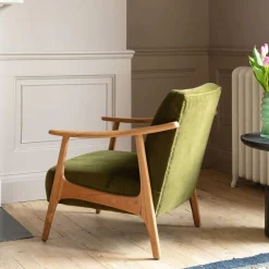 Graham & Green Armchairs<Gabe Olive Velvet Armchair