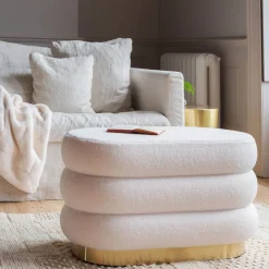 Graham & Green Benches & Ottomans|Ottomans & Benches<Gio White Teddy Ottoman