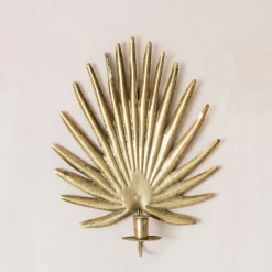 Graham & Green Candle Holders & Candles<Gold Palm Candle Holder Wall Sconce