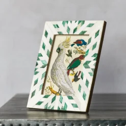 Graham & Green Photo Frames<Green and White Aztec Bone Frame