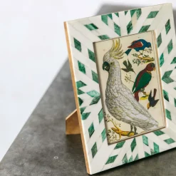 Graham & Green Photo Frames<Green and White Aztec Bone Frame
