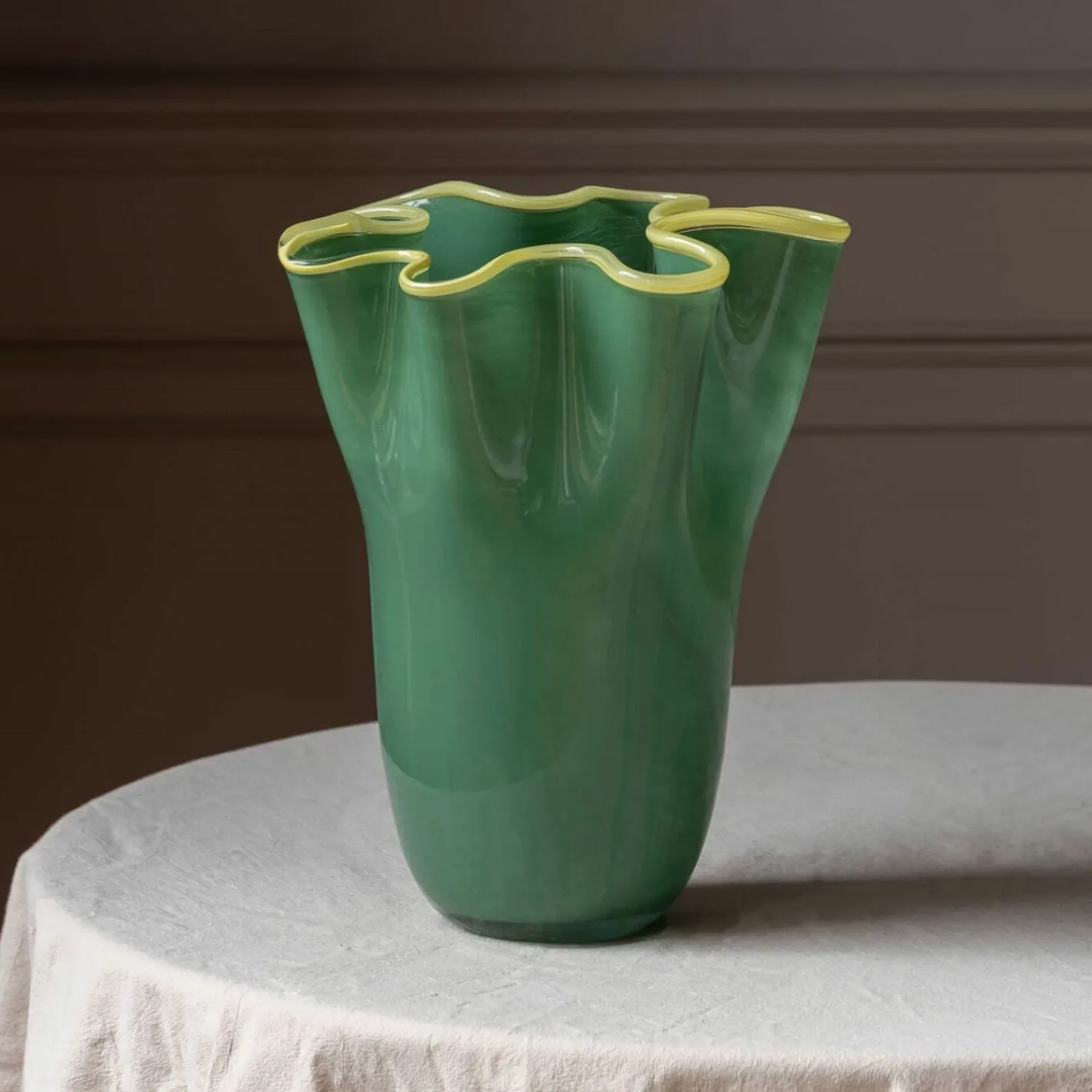 Graham & Green Vases & Plant Pots<Green and Yellow Ruffle Vase - Large