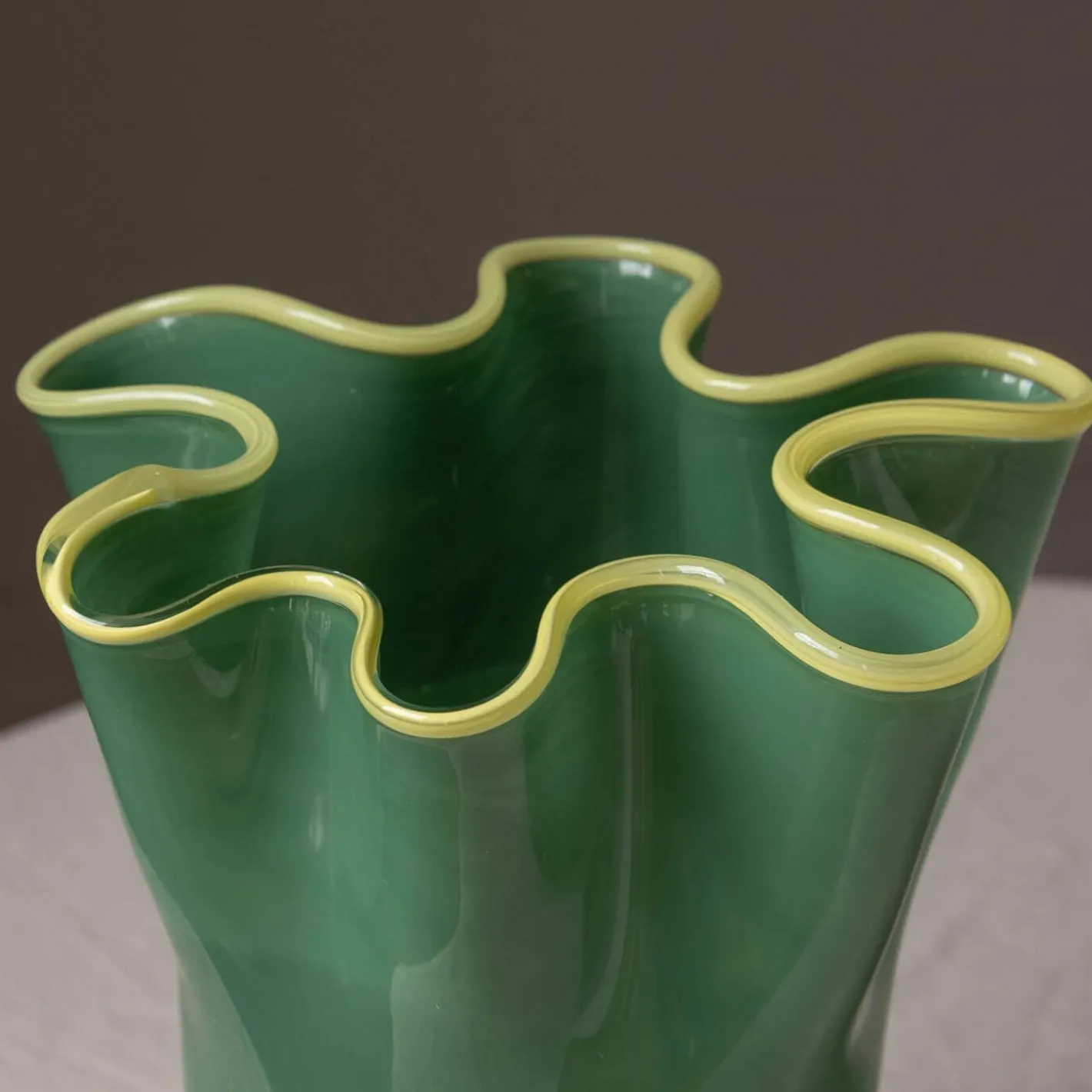 Graham & Green Vases & Plant Pots<Green and Yellow Ruffle Vase - Large