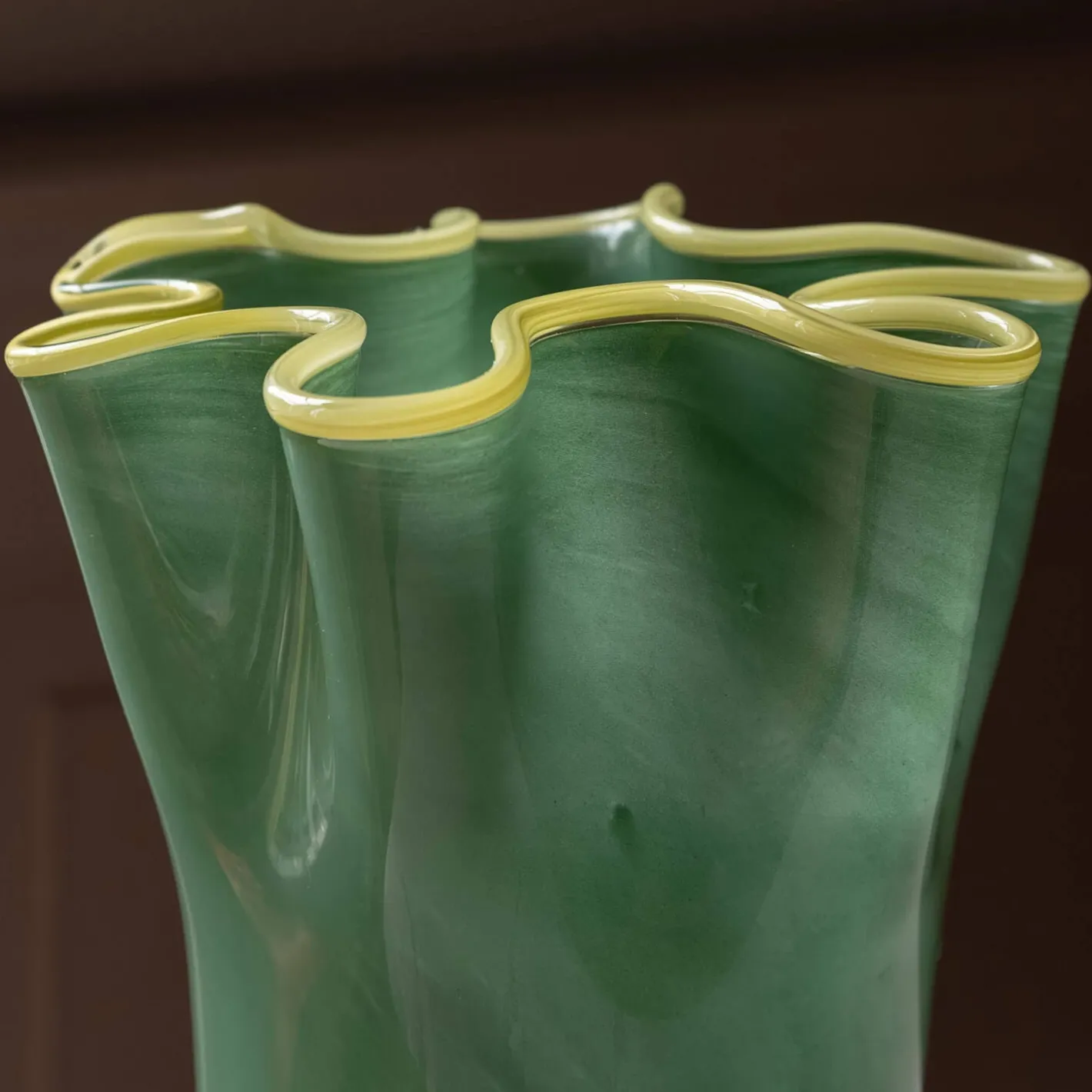 Graham & Green Vases & Plant Pots<Green and Yellow Ruffle Vase - Large