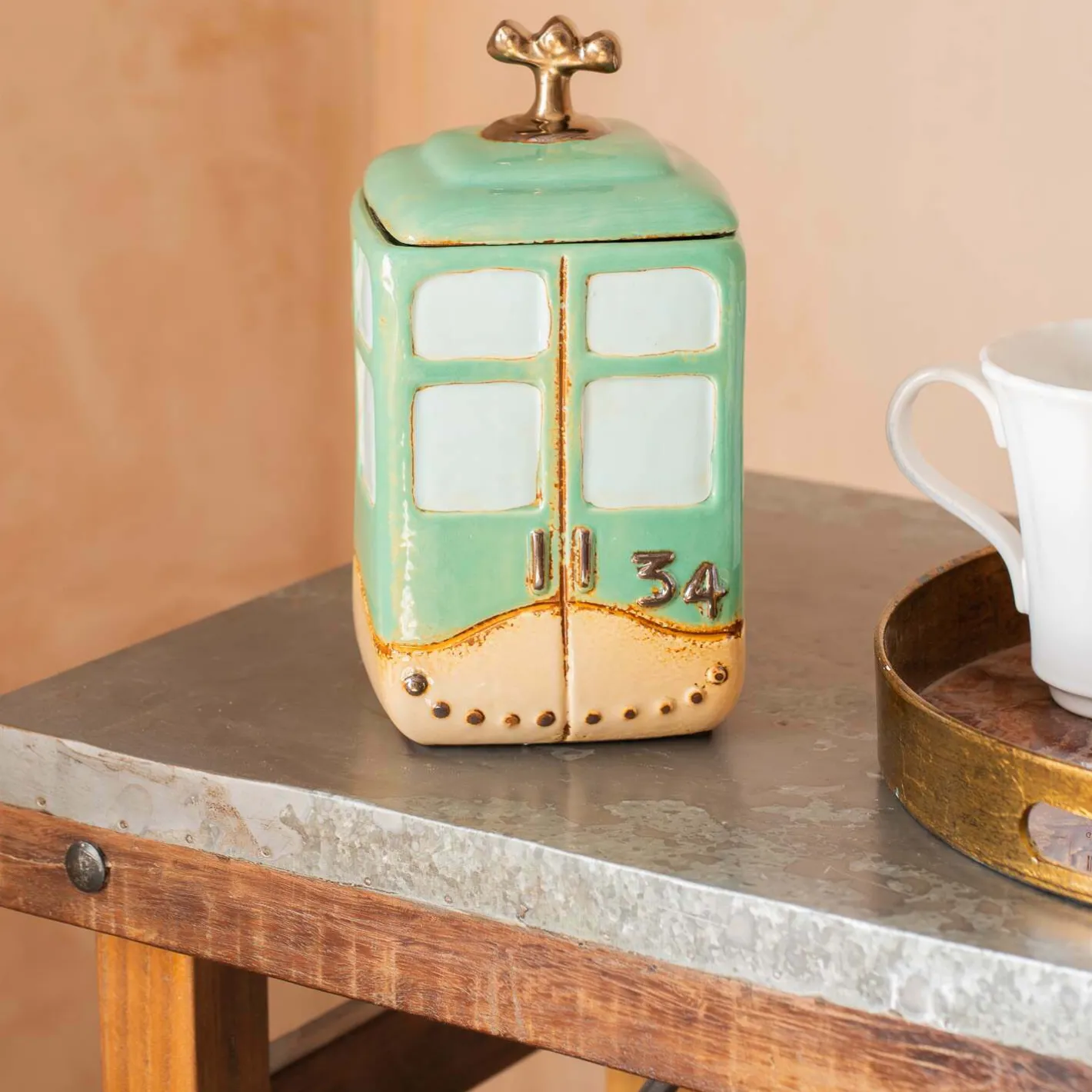 Graham & Green Kitchen Accessories<Green Cable Car Cookie Jar