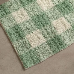 Graham & Green Bath Mats|Bath Mats<Green Gingham Tufted Bath Mat