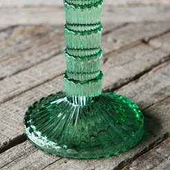 Graham & Green Candle Holders & Candles<Green Glass Palm Tree Candle Holder