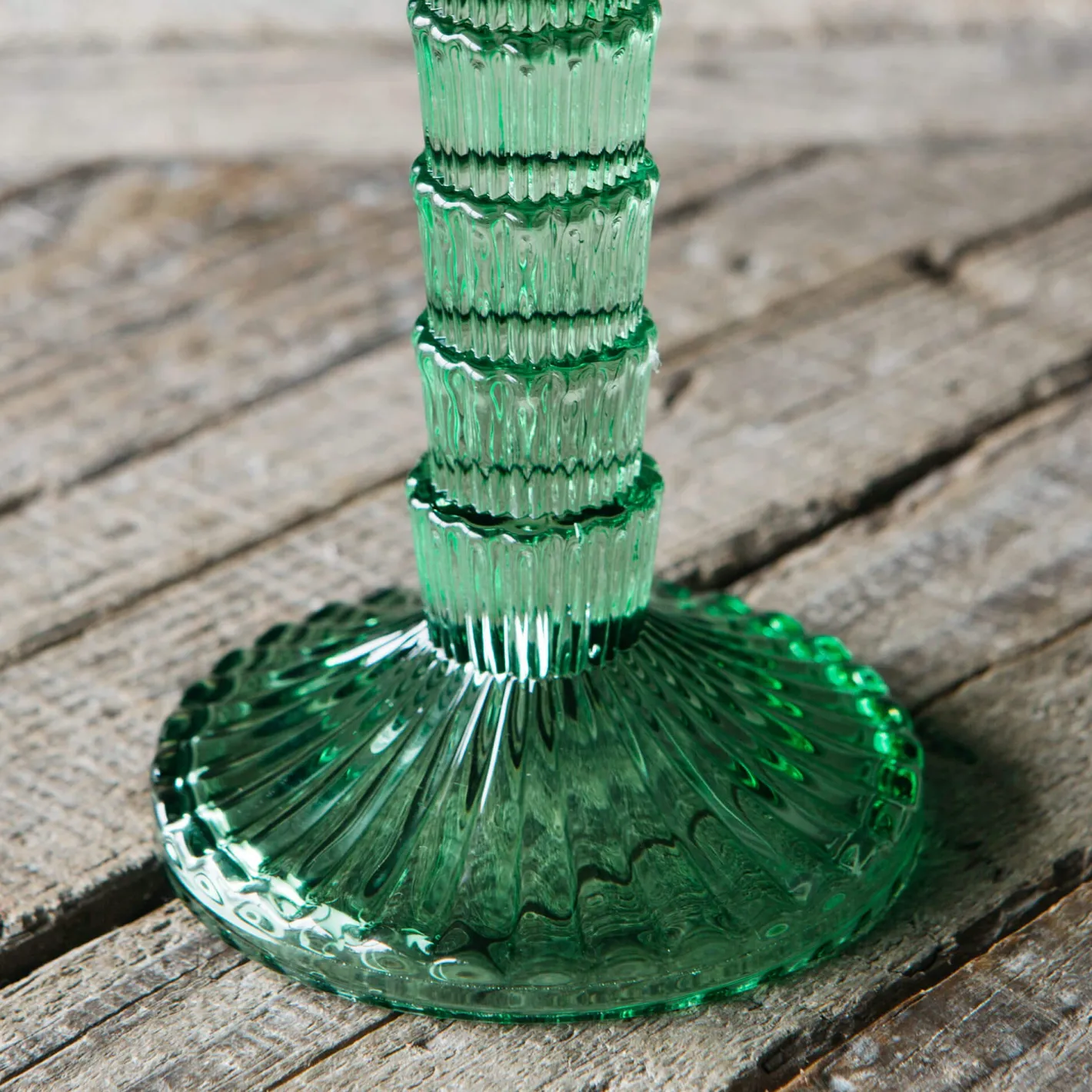 Graham & Green Candle Holders & Candles<Green Glass Palm Tree Candle Holder