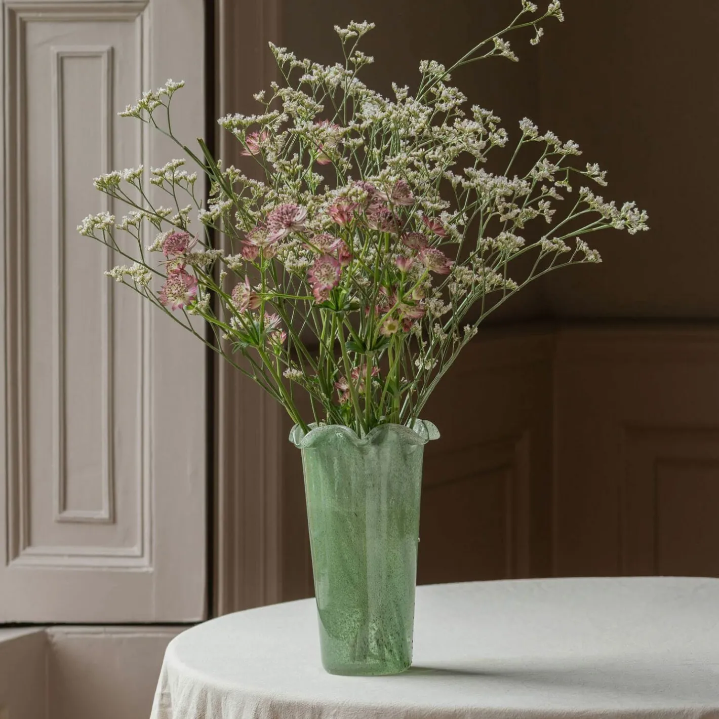 Graham & Green Vases & Plant Pots<Green Glass Ruffle Vase