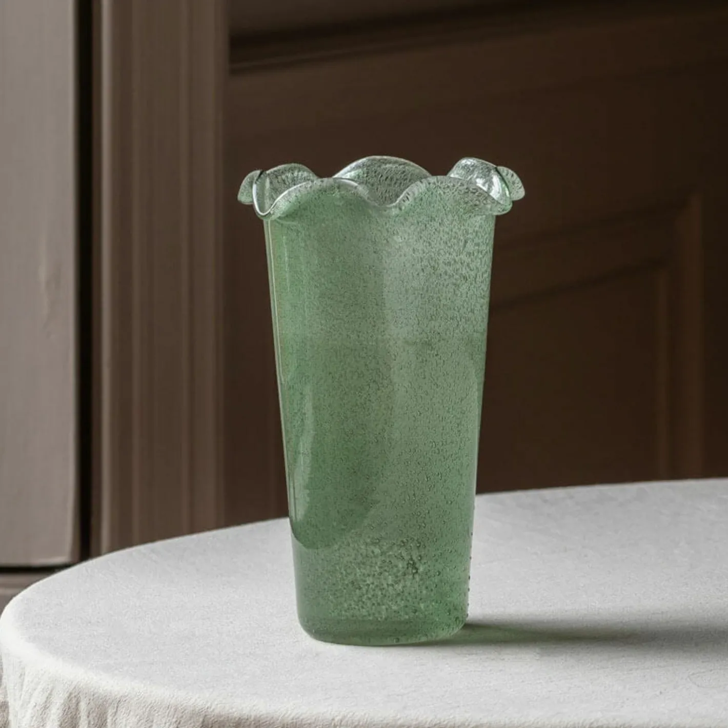 Graham & Green Vases & Plant Pots<Green Glass Ruffle Vase