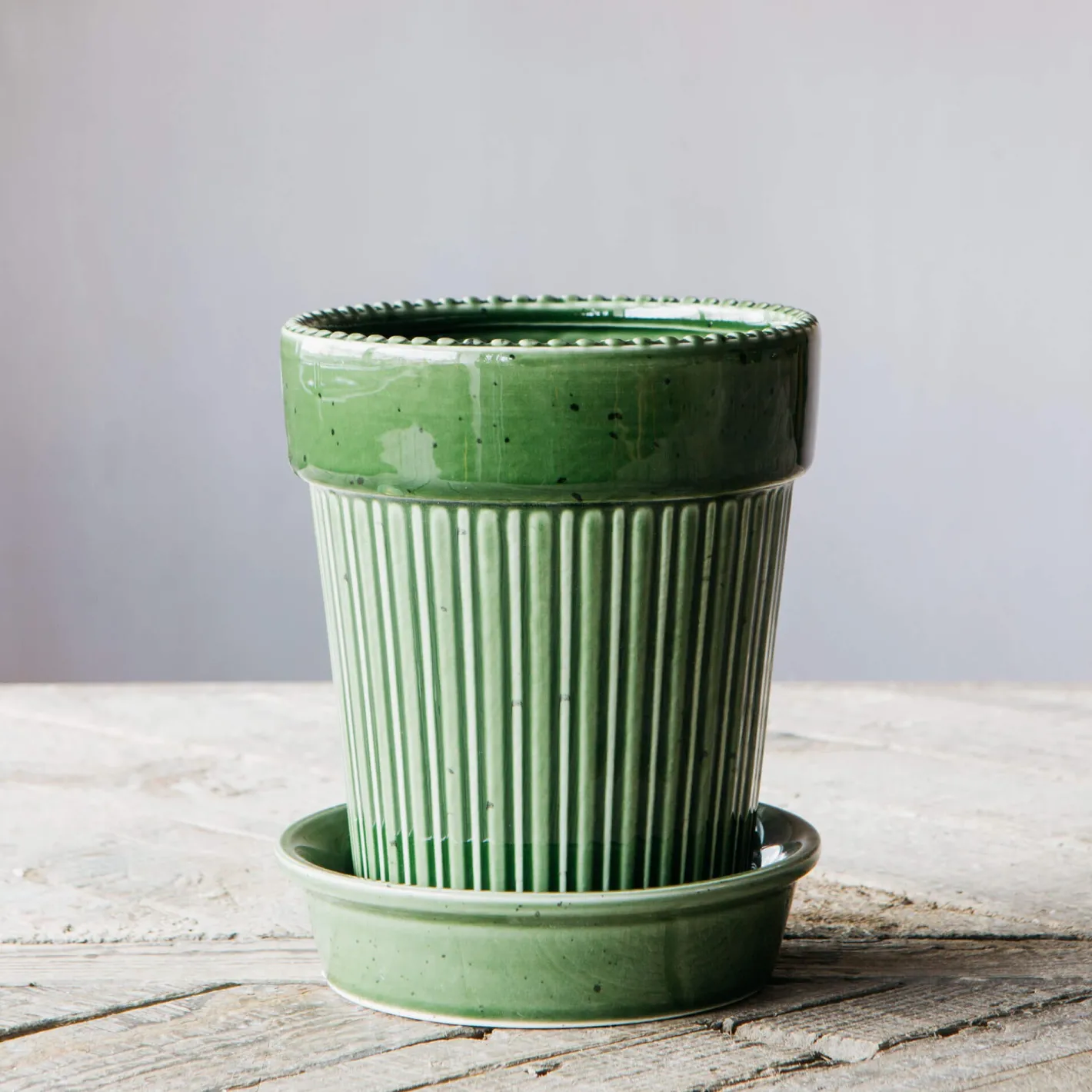 Graham & Green Vases & Plant Pots<Green Ribbed Glazed Vase