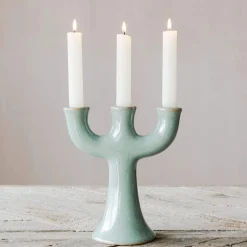 Graham & Green Candle Holders & Candles<Green Stoneware Candle Holder