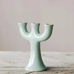 Graham & Green Candle Holders & Candles<Green Stoneware Candle Holder