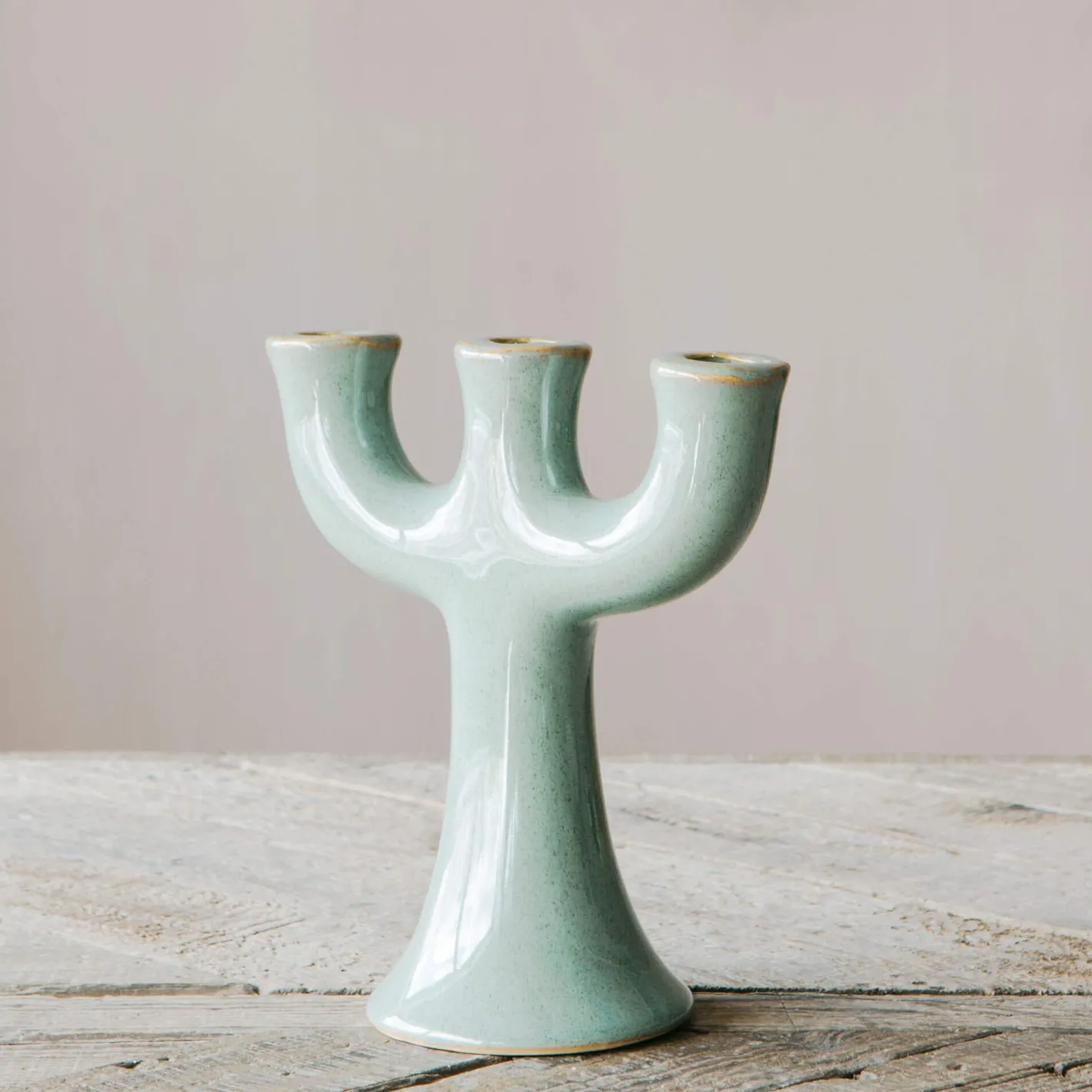 Graham & Green Candle Holders & Candles<Green Stoneware Candle Holder