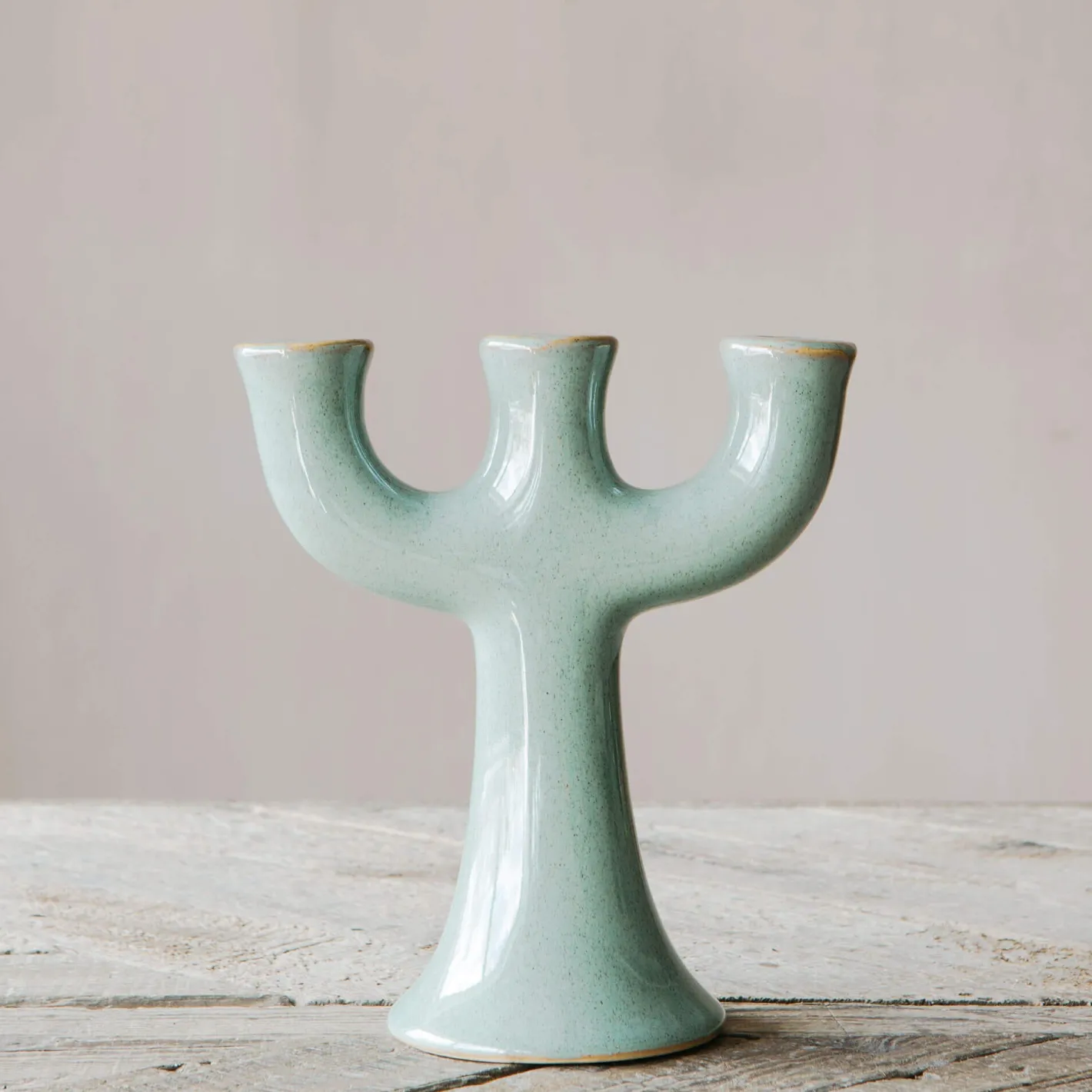 Graham & Green Candle Holders & Candles<Green Stoneware Candle Holder