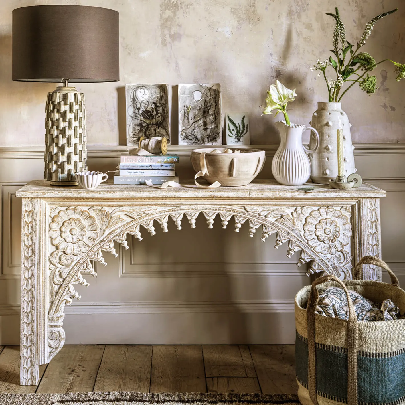Graham & Green Table Lamps<Grey Ceramic Table Lamp with Shade