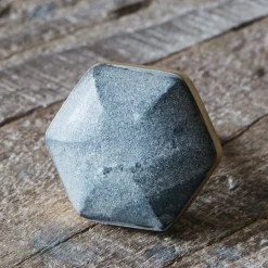 Graham & Green Knobs & Handles<Grey Marble Domed Hexagon Knob