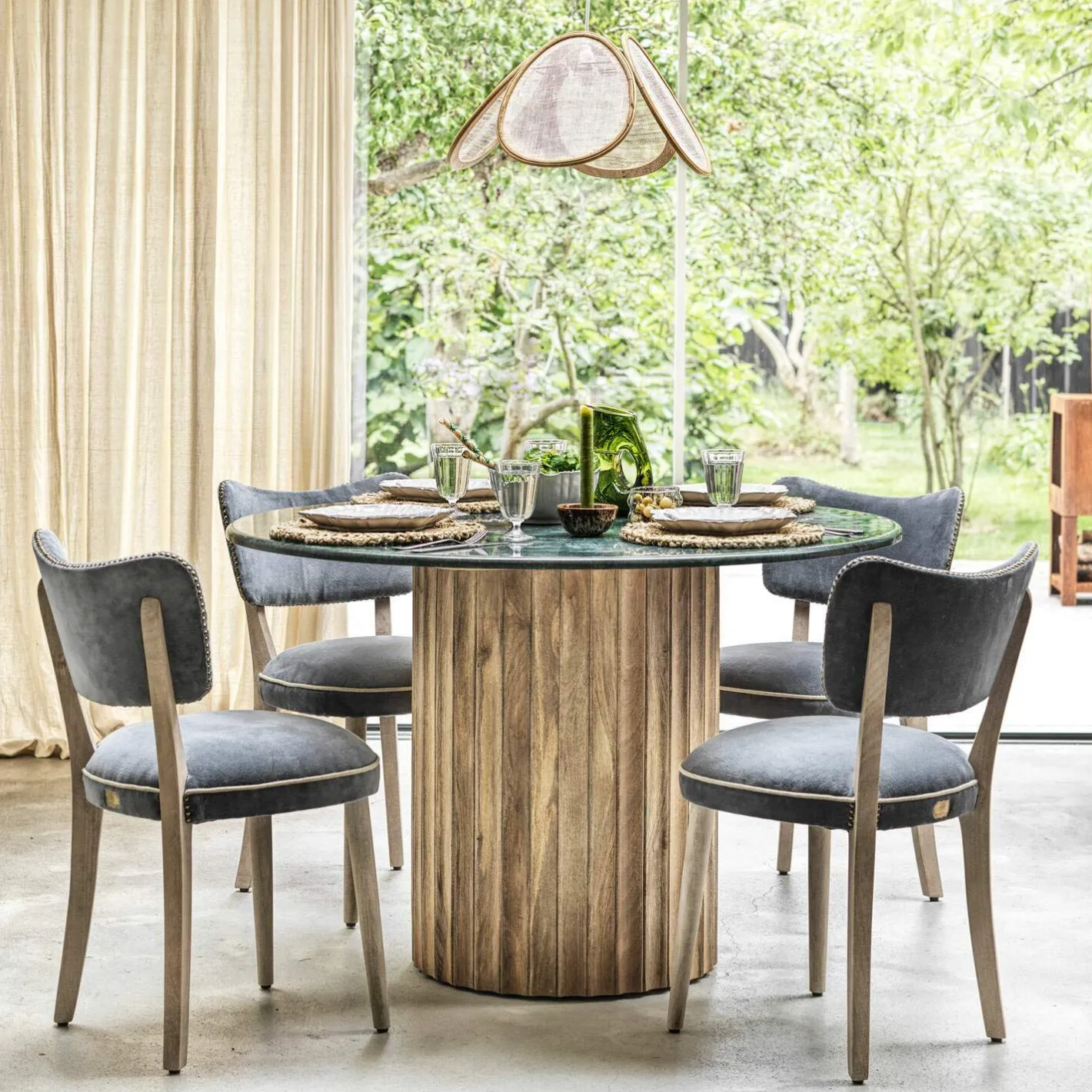 Graham & Green Dining Chairs<Grey Velvet Upholstered Dining Chair