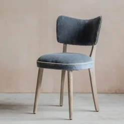 Graham & Green Dining Chairs<Grey Velvet Upholstered Dining Chair