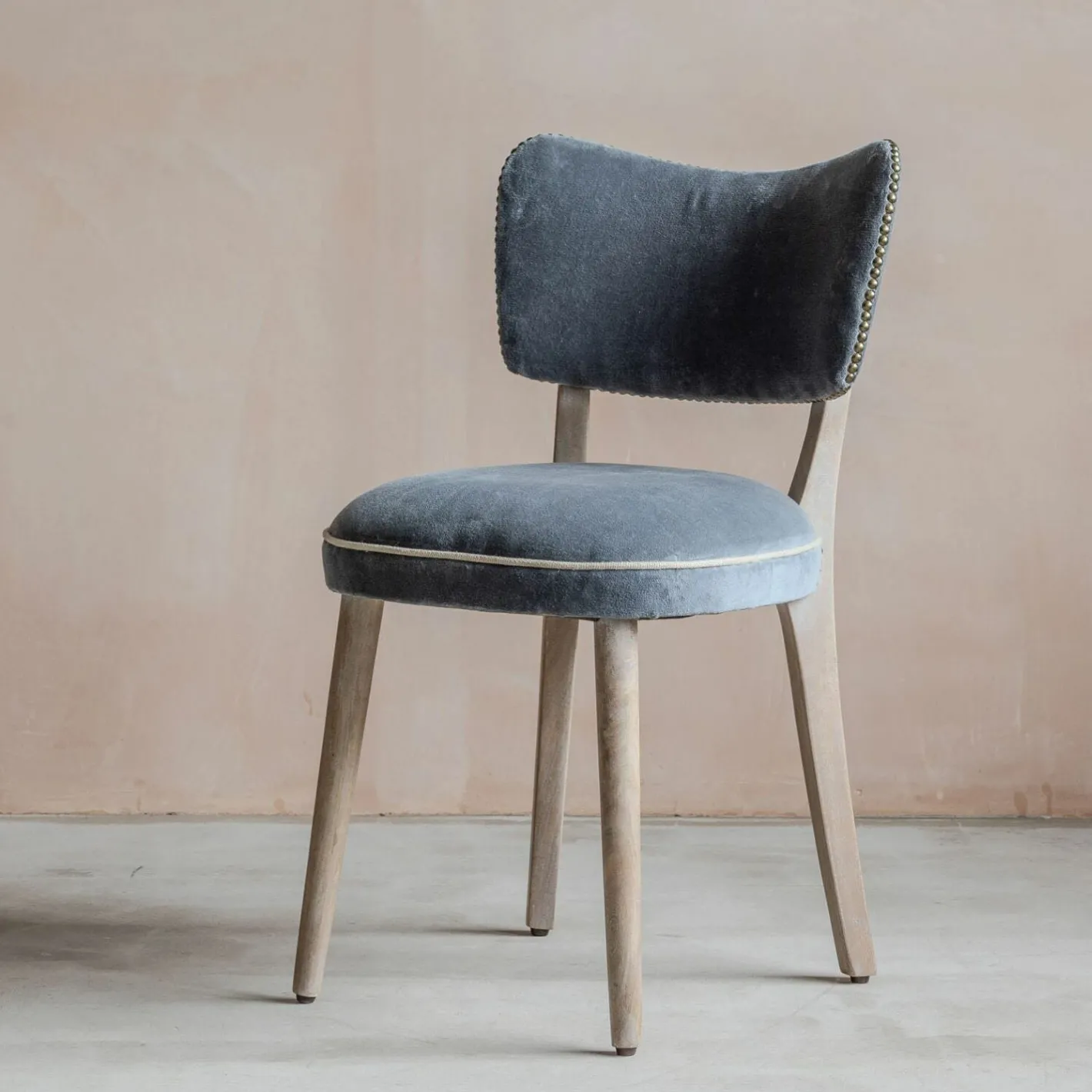 Graham & Green Dining Chairs<Grey Velvet Upholstered Dining Chair