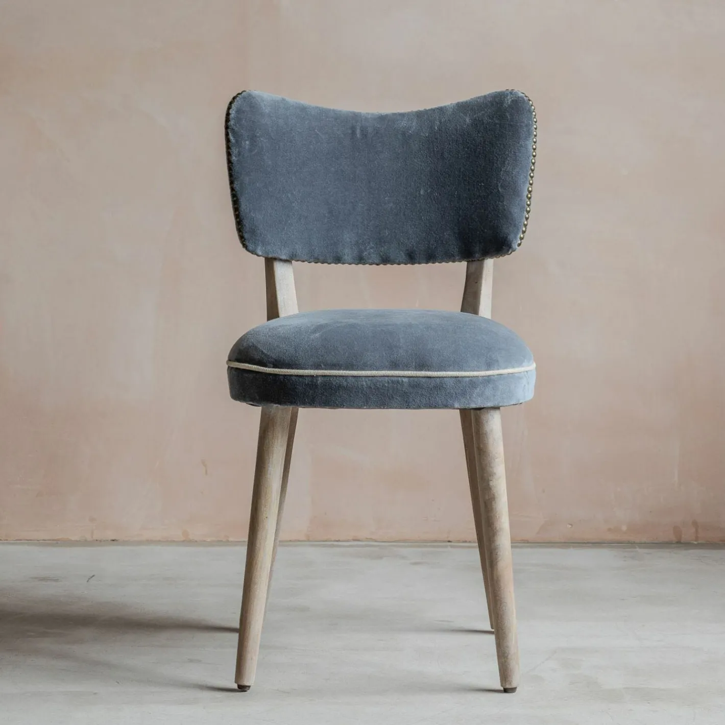 Graham & Green Dining Chairs<Grey Velvet Upholstered Dining Chair