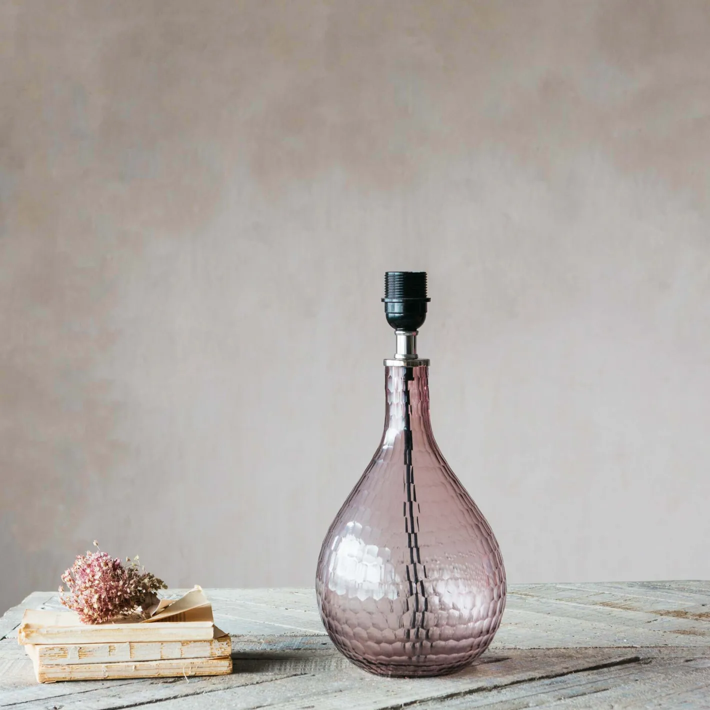 Graham & Green Table Lamps<Hammered Pink Glass Table Lamp