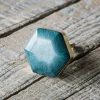 Graham & Green Knobs & Handles<Hexagon Green Marble and Brass Knob