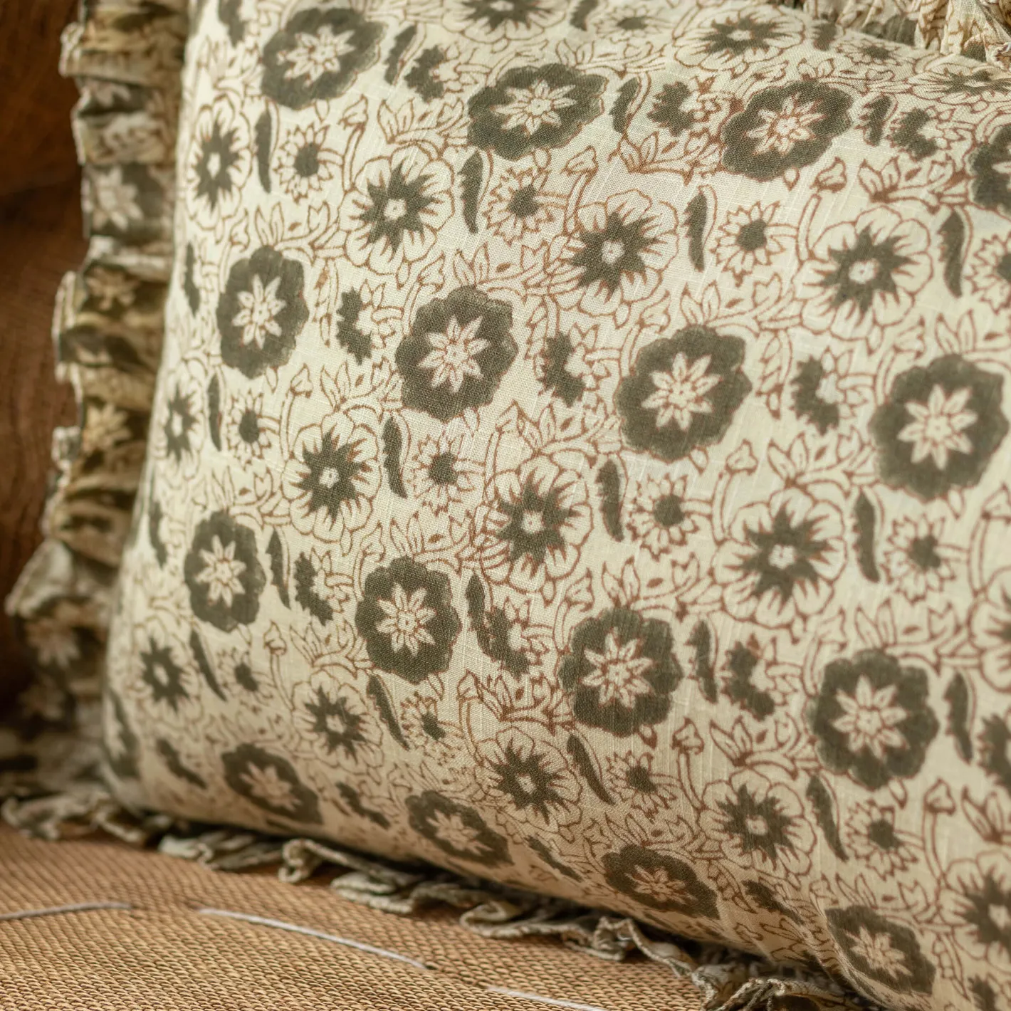 Graham & Green Sofa Cushions|Cushions<Indian Hand Block Printed Rectangular Floral Cushions