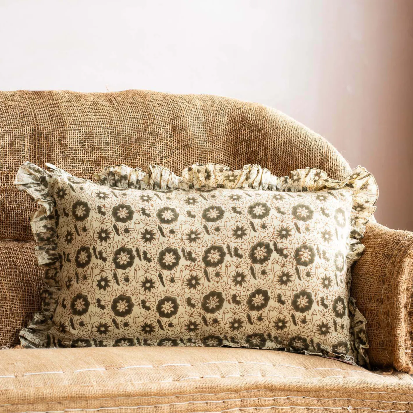Graham & Green Sofa Cushions|Cushions<Indian Hand Block Printed Rectangular Floral Cushions