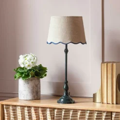 Graham & Green Table Lamps<Iris Table Lamp with Blue Scalloped Shade