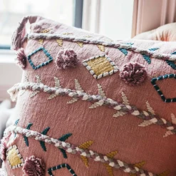 Graham & Green Sofa Cushions|Cushions<Jaz Three Stripe Square Cushion with Pom Poms