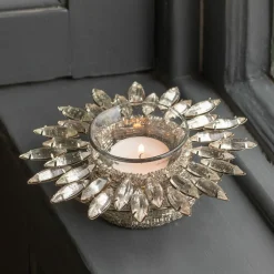 Graham & Green Candle Holders & Candles<Jewelled Silver Tealight Holder