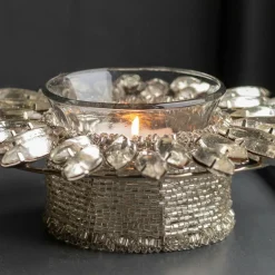 Graham & Green Candle Holders & Candles<Jewelled Silver Tealight Holder