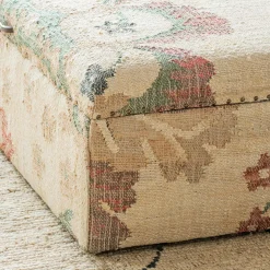 Graham & Green Benches & Ottomans|Ottomans & Benches<June Jute Floral Ottoman
