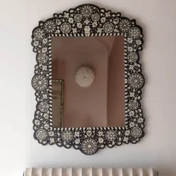 Graham & Green Wall Mirrors<Large Ditsy Bone Inlay Mirror