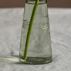 Graham & Green Vases & Plant Pots<Large Etched Floral Green Glass Vase