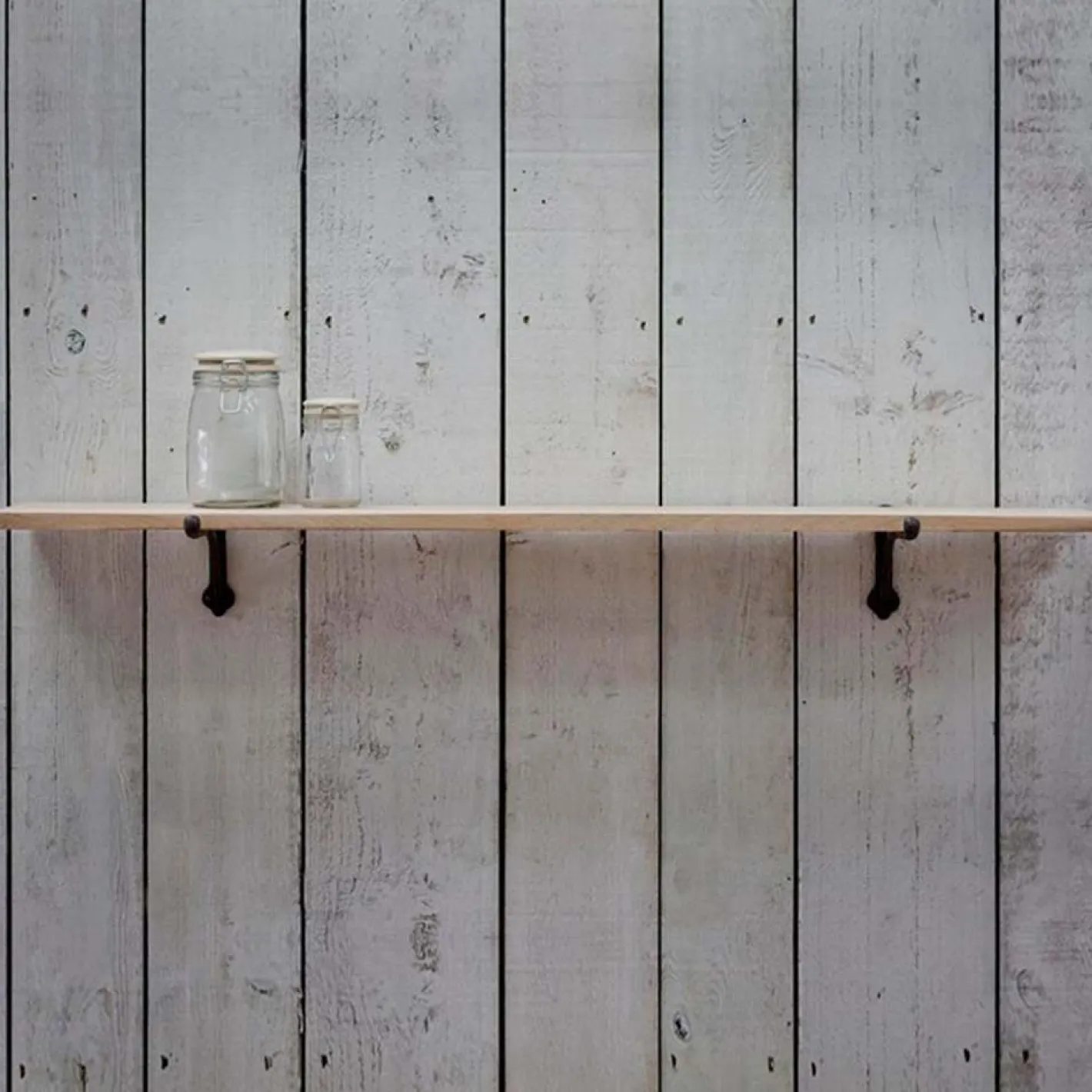 Graham & Green Shelves & Bookcases<Large Oak Shelf With Iron Bracket