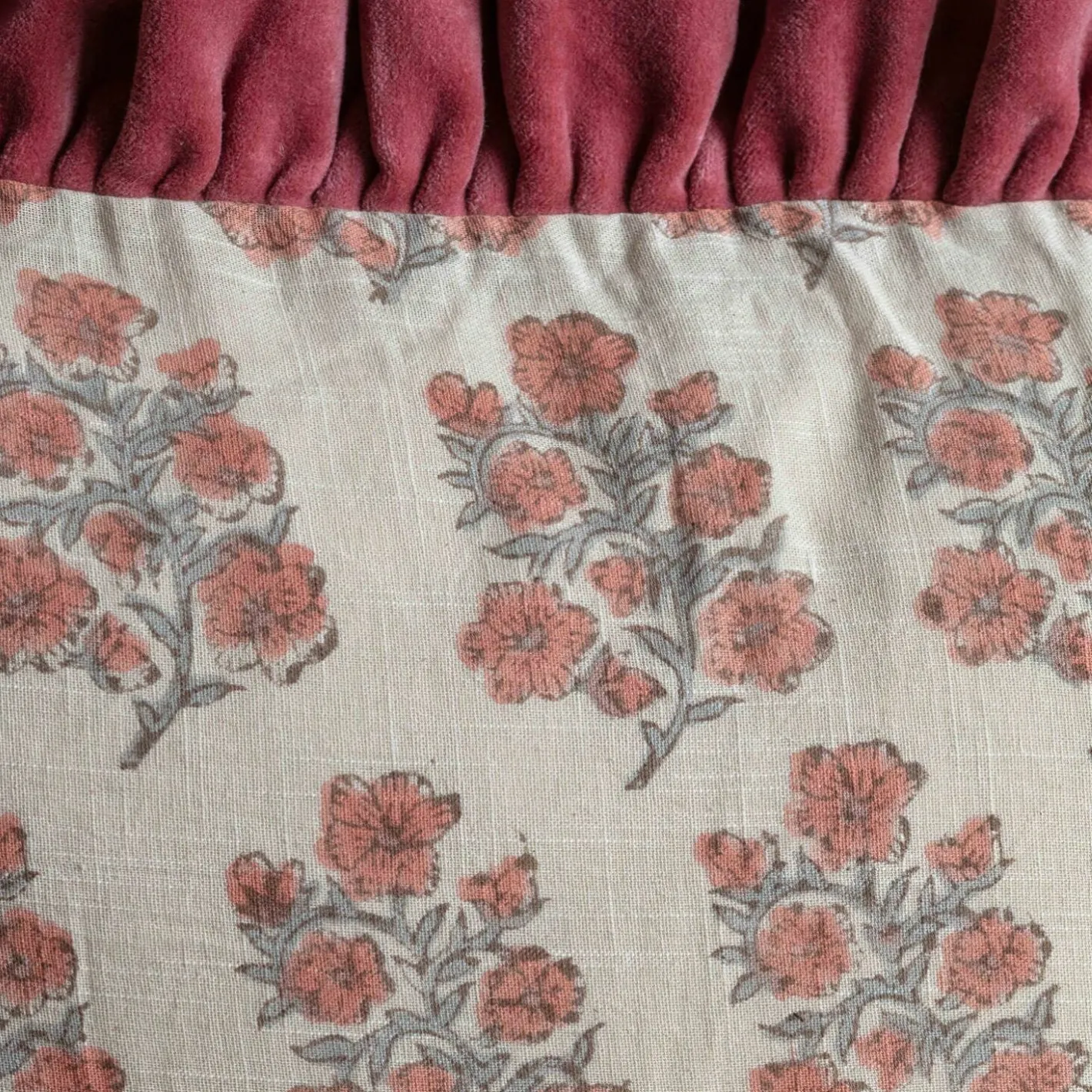 Graham & Green Sofa Cushions|Cushions<Large Rectangular Velvet Frill Block Printed Cushions