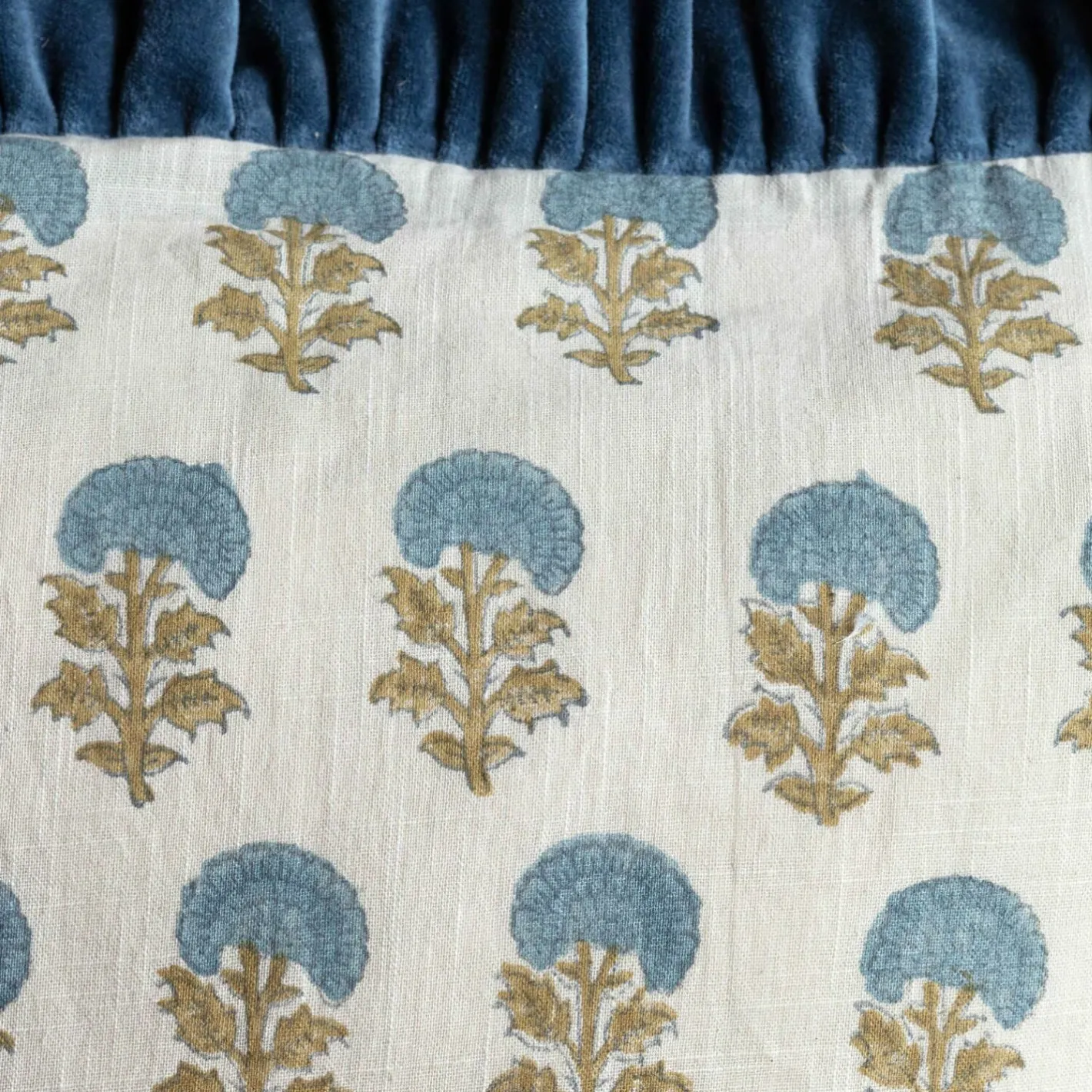 Graham & Green Sofa Cushions|Cushions<Large Rectangular Velvet Frill Block Printed Cushions
