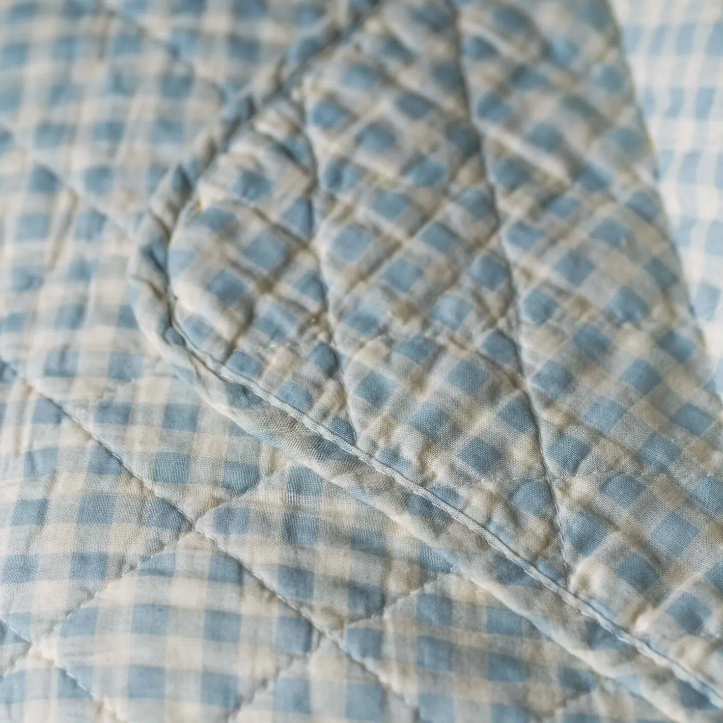 Graham & Green Quilts & Bedding<Light Blue Gingham Checked Cotton Quilt