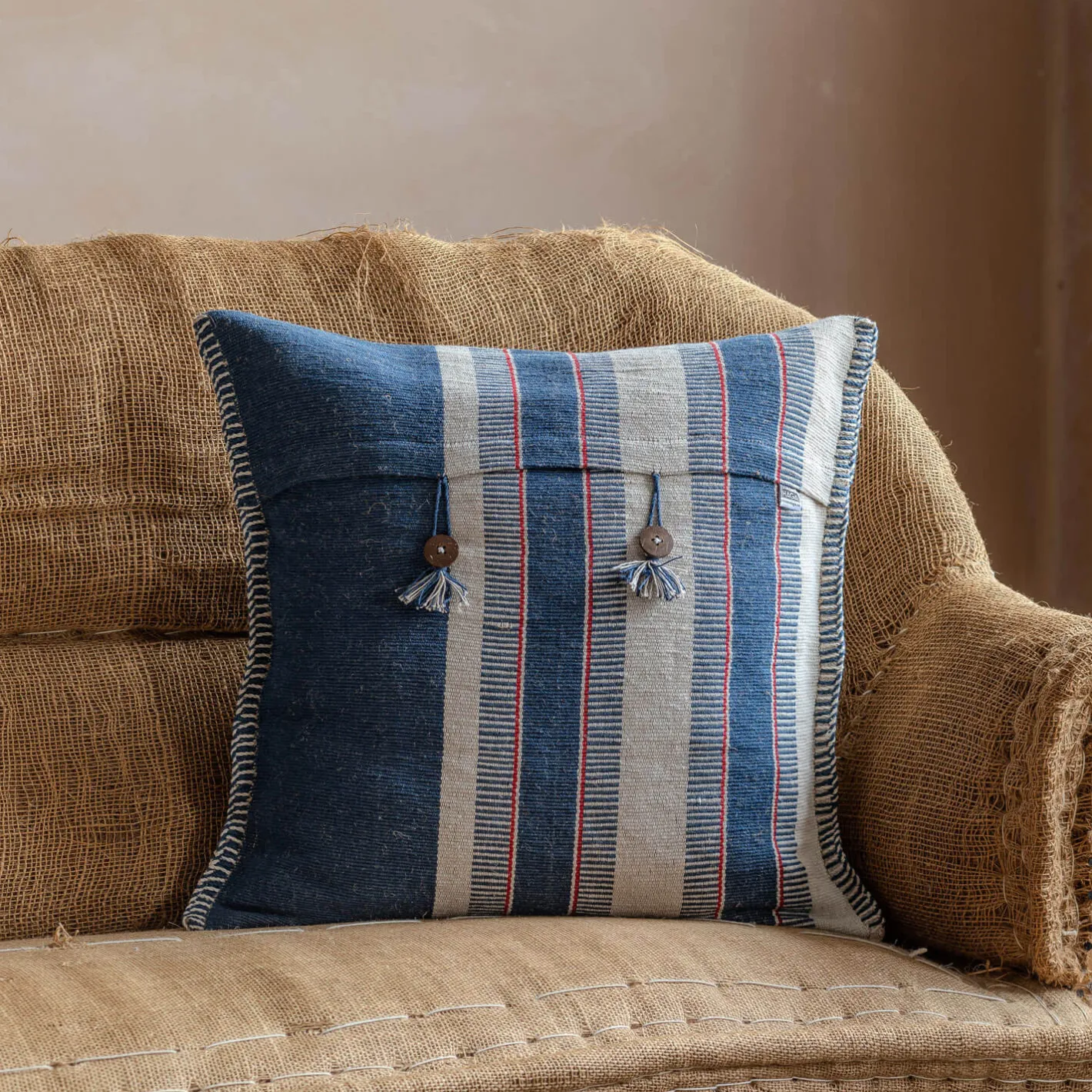 Graham & Green Sofa Cushions|Cushions<Maree Blue and White Striped Square Cushion