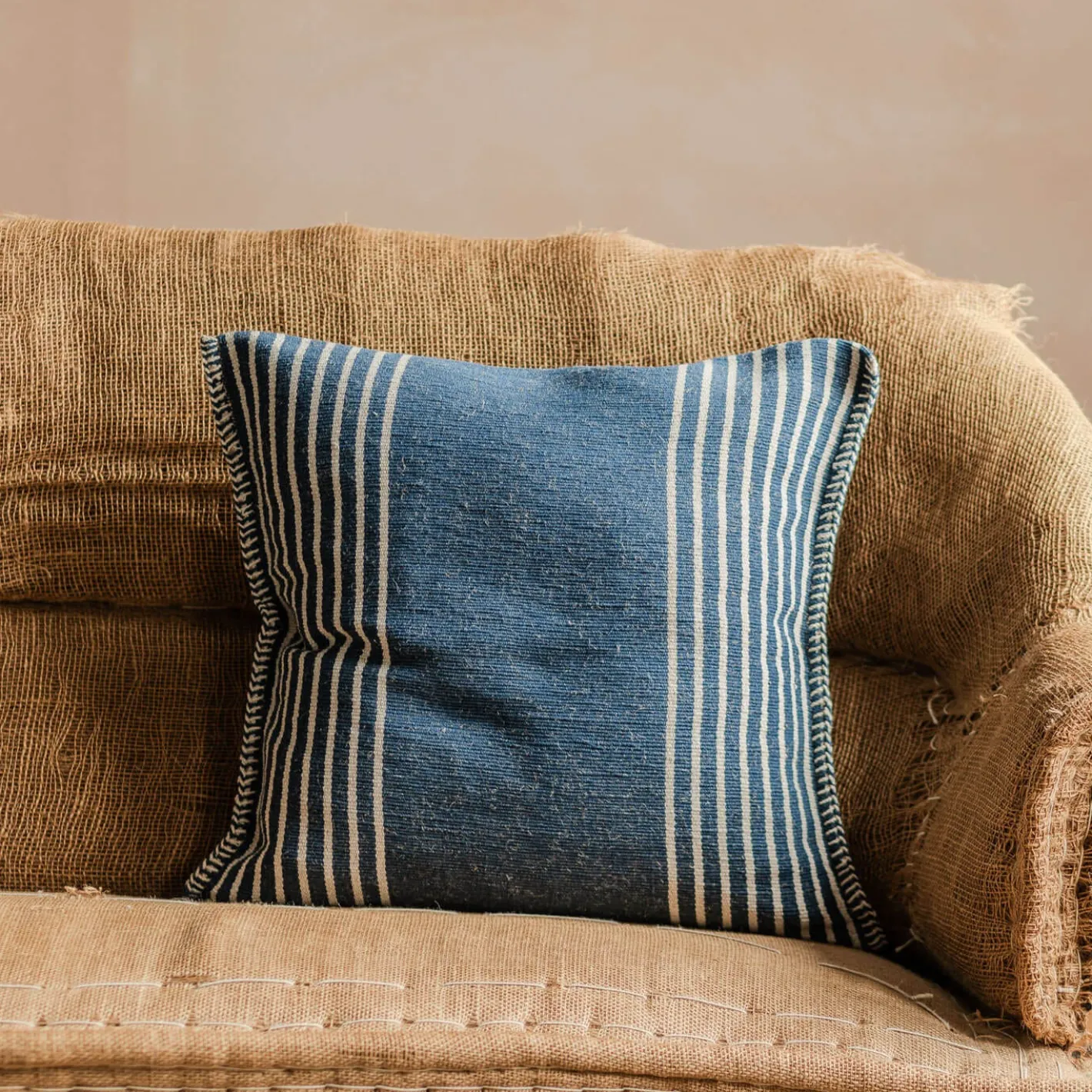 Graham & Green Sofa Cushions|Cushions<Marina Blue and White Striped Square Cushion