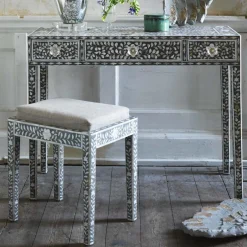 Graham & Green Stools|Dressing Tables & Stools<Maxi Grey Mother of Pearl Stool